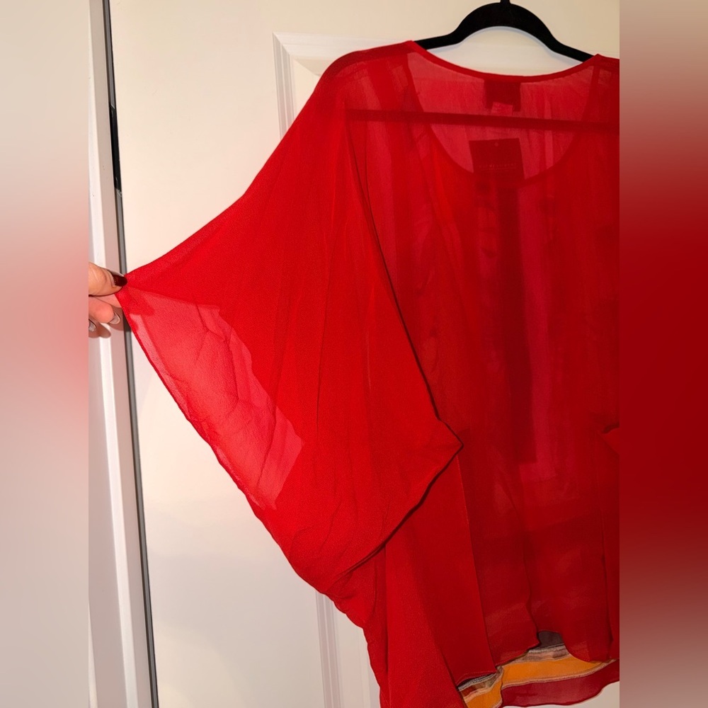 Sachin + Babi Red and Orange Chiffon Blouse - Picture 7 of 7